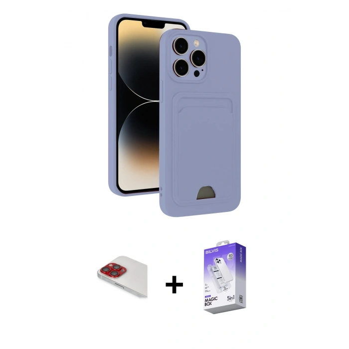 MARSİLYAN™- iPhone 13 Pro Max Kılıf Vadi Çizgi Prime - Siyah Bilvis 5in1 3D Magic Cam Ekran Koruyucu + Pers Alüminyum Kamera Lens - KI