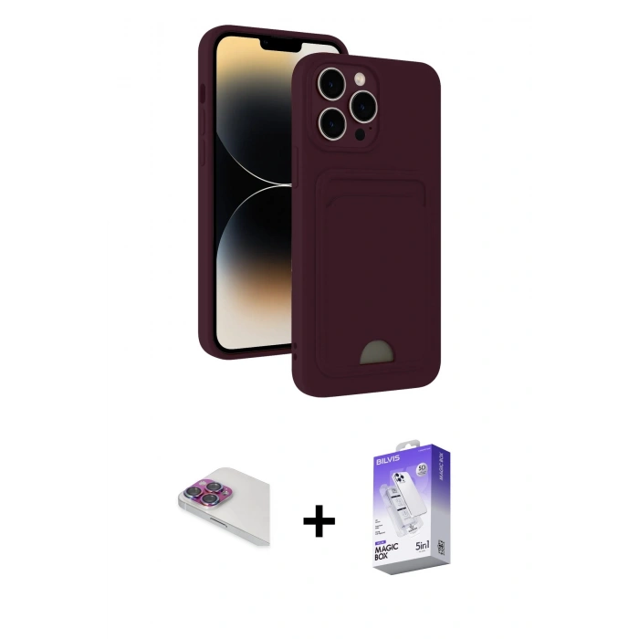 MARSİLYAN™- iPhone 13 Pro Max Kılıf Vadi Çizgi Prime - Siyah Bilvis 5in1 3D Magic Cam Ekran Koruyucu + Pers Alüminyum Kamera Lens - GI