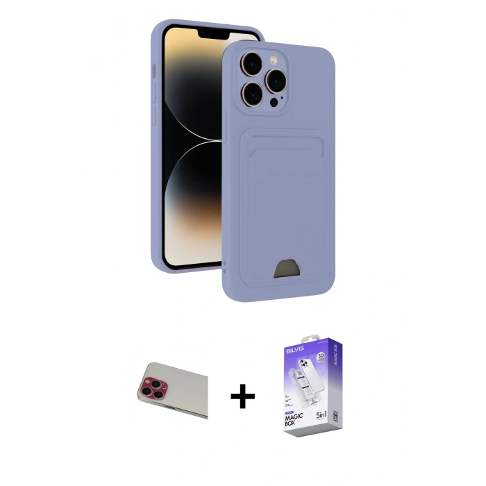 MARSİLYAN™- iPhone 13 Pro Max Kılıf Vadi Çizgi Prime - Siyah Bilvis 5in1 3D Magic Cam Ekran Koruyucu + Rainbow Kamera Lens Koruma Cam - KI