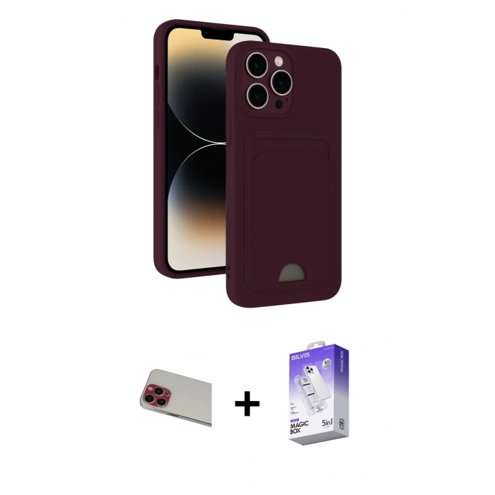 MARSİLYAN™- iPhone 13 Pro Max Kılıf Vadi Çizgi Prime - Siyah Bilvis 5in1 3D Magic Cam Ekran Koruyucu + Rainbow Kamera Lens Koruma Cam - KI