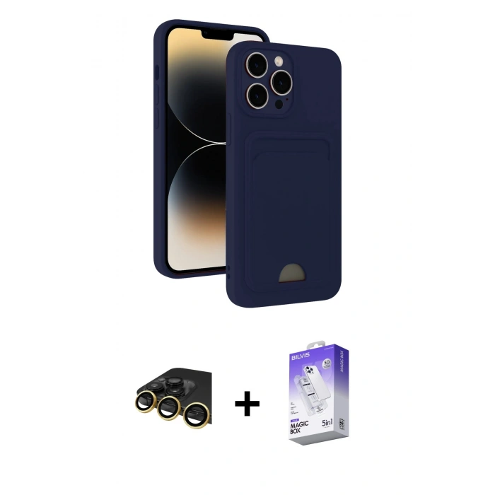 MARSİLYAN™- iPhone 13 Pro Max Kılıf Vadi Çizgi Prime - Siyah Bilvis 5in1 3D Magic Cam Ekran Koruyucu + Raze Metal Kamera Lens - GD