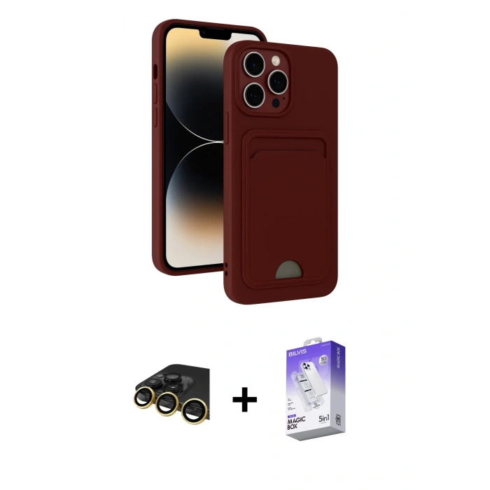 MARSİLYAN™- iPhone 13 Pro Max Kılıf Vadi Çizgi Prime - Siyah Bilvis 5in1 3D Magic Cam Ekran Koruyucu + Raze Metal Kamera Lens - GD