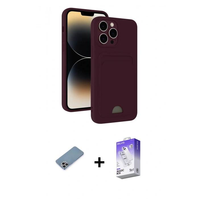 MARSİLYAN™- iPhone 13 Pro Max Kılıf Vadi Çizgi Prime - Siyah Bilvis 5in1 3D Magic Cam Ekran Koruyucu + Shine Kamera Lens Koruma Cam - GI