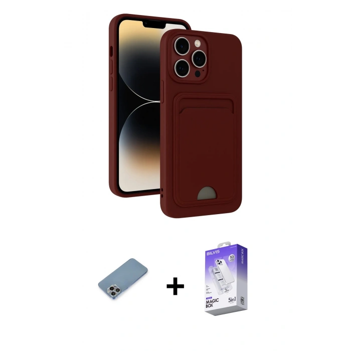 MARSİLYAN™- iPhone 13 Pro Max Kılıf Vadi Çizgi Prime - Siyah Bilvis 5in1 3D Magic Cam Ekran Koruyucu + Shine Kamera Lens Koruma Cam - GI