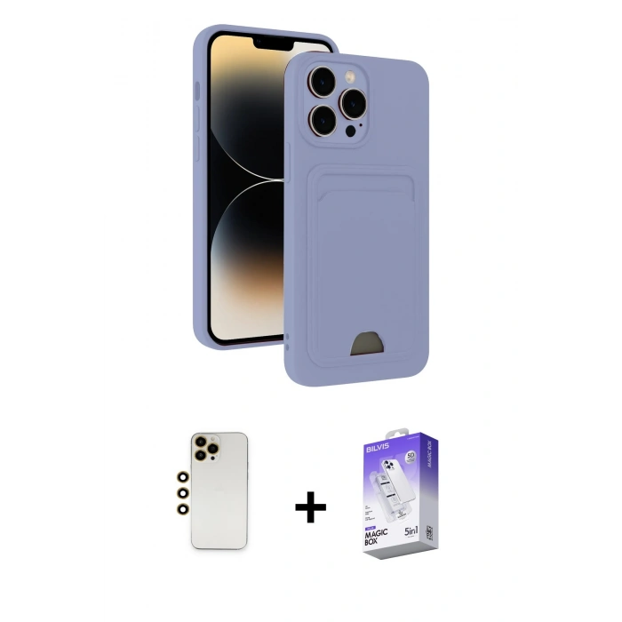 MARSİLYAN™- iPhone 13 Pro Max Kılıf Vadi Çizgi Prime - Siyah Bilvis 5in1 3D Magic Cam Ekran Koruyucu + Shine Kamera Lens - GD