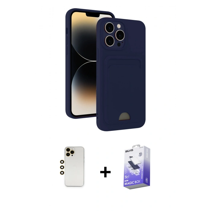 MARSİLYAN™- iPhone 13 Pro Max Kılıf Vadi Çizgi Prime - Siyah Bilvis 5in1 5D Magic Hayalet Cam Ekran Koruyucu + Shine Kamera Lens - GD