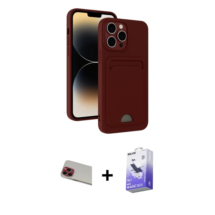MARSİLYAN™- iPhone 13 Pro Max Kılıf Vadi Çizgi Prime - Siyah Bilvis 5in1 5D Magic Hayalet Cam Ekran Koruyucu + Rainbow Kamera Lens Koruma Cam - KI