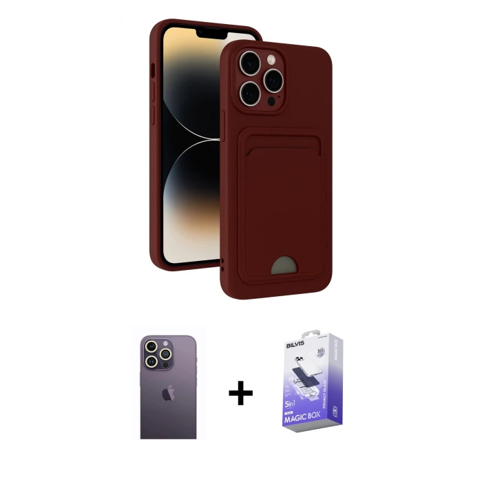 MARSİLYAN™- iPhone 13 Pro Max Kılıf Vadi Çizgi Prime - Siyah Bilvis 5in1 5D Magic Hayalet Cam Ekran Koruyucu + Neon Fosforlu Kamera Lens - BZ