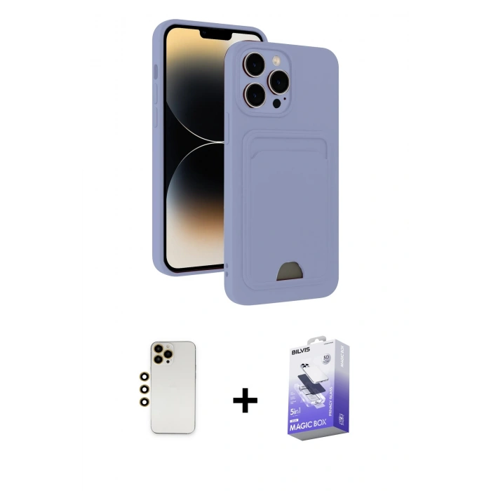 MARSİLYAN™- iPhone 13 Pro Max Kılıf Vadi Çizgi Prime - Siyah Bilvis 5in1 5D Magic Hayalet Cam Ekran Koruyucu + Shine Kamera Lens - GD