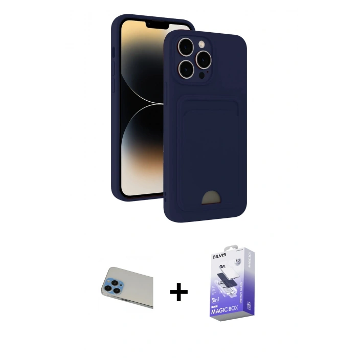 MARSİLYAN™- iPhone 13 Pro Max Kılıf Vadi Çizgi Prime - Siyah Bilvis 5in1 5D Magic Hayalet Cam Ekran Koruyucu + Rainbow Kamera Lens Koruma Cam - MI