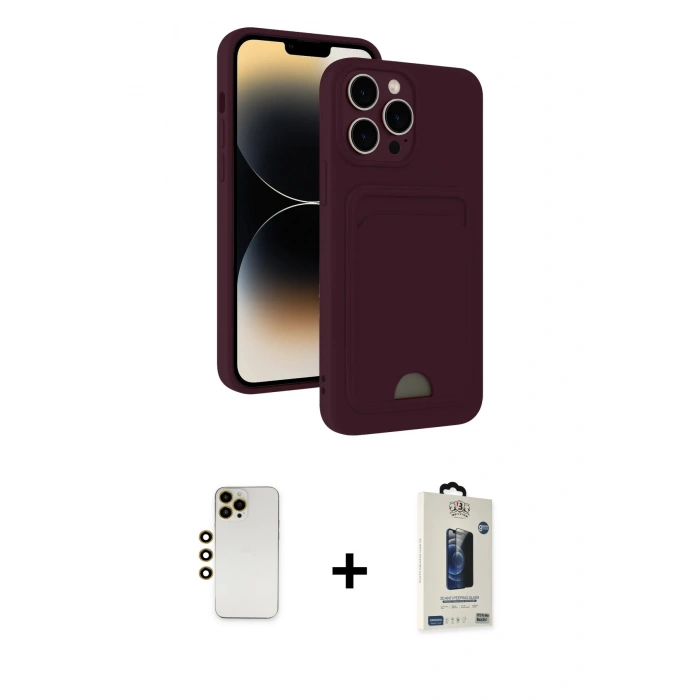 MARSİLYAN™- iPhone 13 Pro Max Kılıf Vadi Çizgi Prime - Siyah Bilvis Hayalet Cam Ekran Koruyucu + Shine Kamera Lens - GD