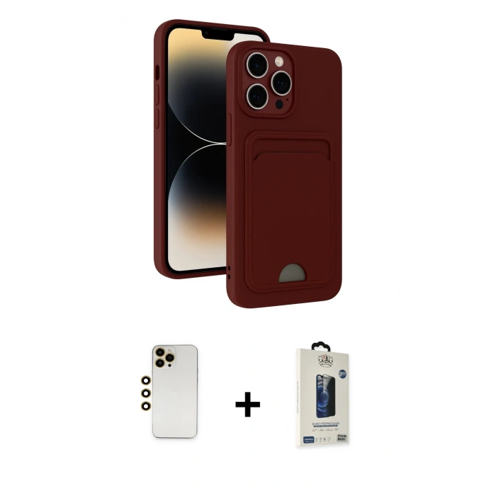 MARSİLYAN™- iPhone 13 Pro Max Kılıf Vadi Çizgi Prime - Siyah Bilvis Hayalet Cam Ekran Koruyucu + Shine Kamera Lens - GD