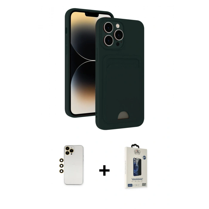 MARSİLYAN™- iPhone 13 Pro Max Kılıf Vadi Çizgi Prime - Siyah Bilvis Hayalet Cam Ekran Koruyucu + Shine Kamera Lens - GD