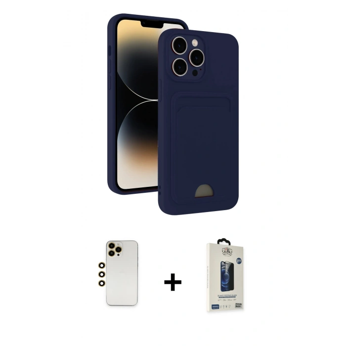 MARSİLYAN™- iPhone 13 Pro Max Kılıf Vadi Çizgi Prime - Siyah Bilvis Hayalet Cam Ekran Koruyucu + Shine Kamera Lens - GD