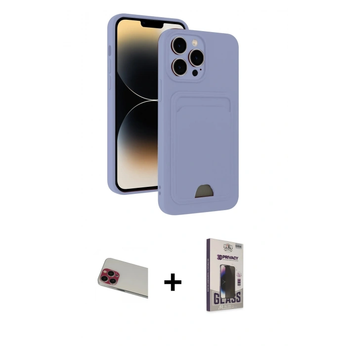 MARSİLYAN™- iPhone 13 Pro Max Kılıf Vadi Çizgi Prime - Siyah Bilvis Hayalet Cam Ekran Koruyucu + Rainbow Kamera Lens Koruma Cam - KI