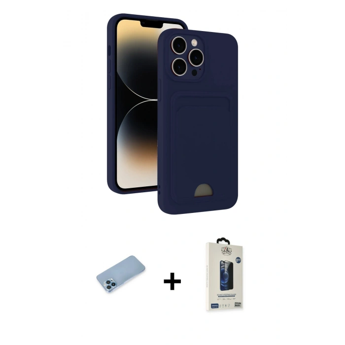 MARSİLYAN™- iPhone 13 Pro Max Kılıf Vadi Çizgi Prime - Siyah Bilvis Hayalet Cam Ekran Koruyucu + Shine Kamera Lens Koruma Cam - MI