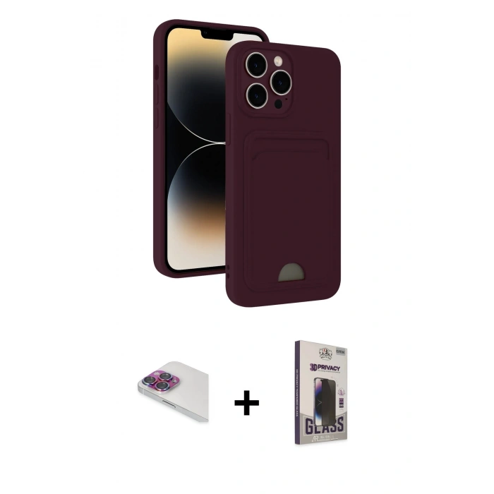 MARSİLYAN™- iPhone 13 Pro Max Kılıf Vadi Çizgi Prime - Siyah Bilvis Hayalet Cam Ekran Koruyucu + Pers Alüminyum Kamera Lens - GI