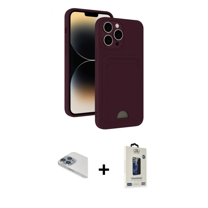 MARSİLYAN™- iPhone 13 Pro Max Kılıf Vadi Çizgi Prime - Siyah Bilvis Hayalet Cam Ekran Koruyucu + Pers Alüminyum Kamera Lens - SABE
