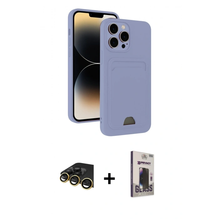 MARSİLYAN™- iPhone 13 Pro Max Kılıf Vadi Çizgi Prime - Siyah Bilvis Hayalet Cam Ekran Koruyucu + Raze Metal Kamera Lens - GD