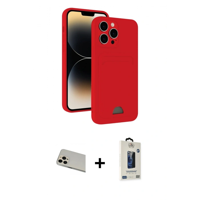MARSİLYAN™- iPhone 13 Pro Max Kılıf Vadi Çizgi Prime - Siyah Bilvis Hayalet Cam Ekran Koruyucu + Rainbow Kamera Lens Koruma Cam - REGD