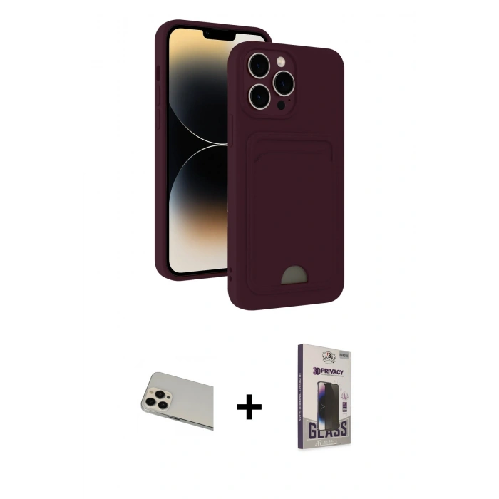 MARSİLYAN™- iPhone 13 Pro Max Kılıf Vadi Çizgi Prime - Siyah Bilvis Hayalet Cam Ekran Koruyucu + Rainbow Kamera Lens Koruma Cam - REGD