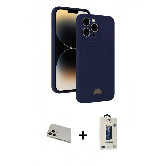 MARSİLYAN™- iPhone 13 Pro Max Kılıf Vadi Çizgi Prime - Siyah Bilvis Hayalet Cam Ekran Koruyucu + Rainbow Kamera Lens Koruma Cam - REGD