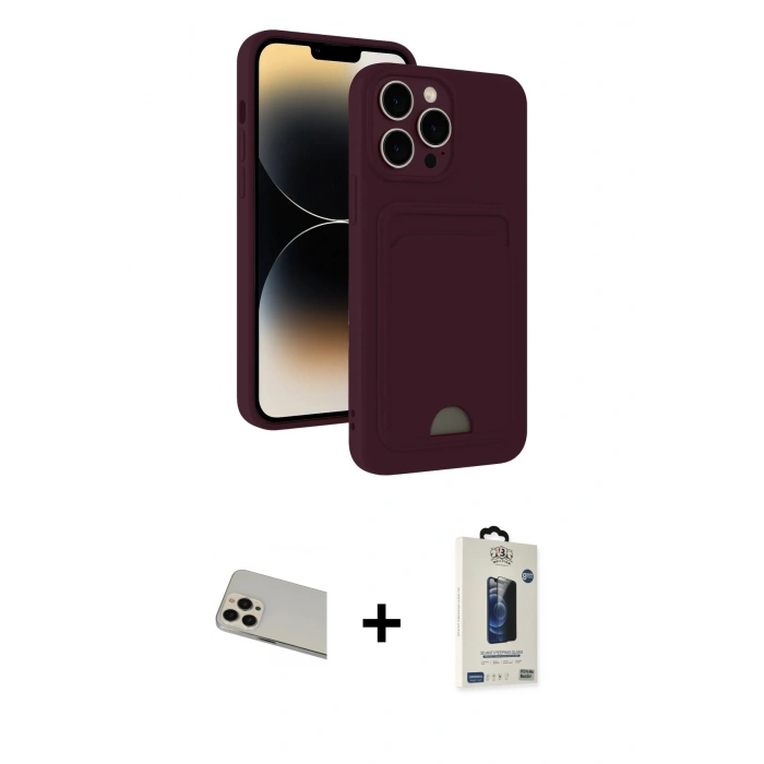 MARSİLYAN™- iPhone 13 Pro Max Kılıf Vadi Çizgi Prime - Siyah Bilvis Hayalet Cam Ekran Koruyucu + Rainbow Kamera Lens Koruma Cam - REGD