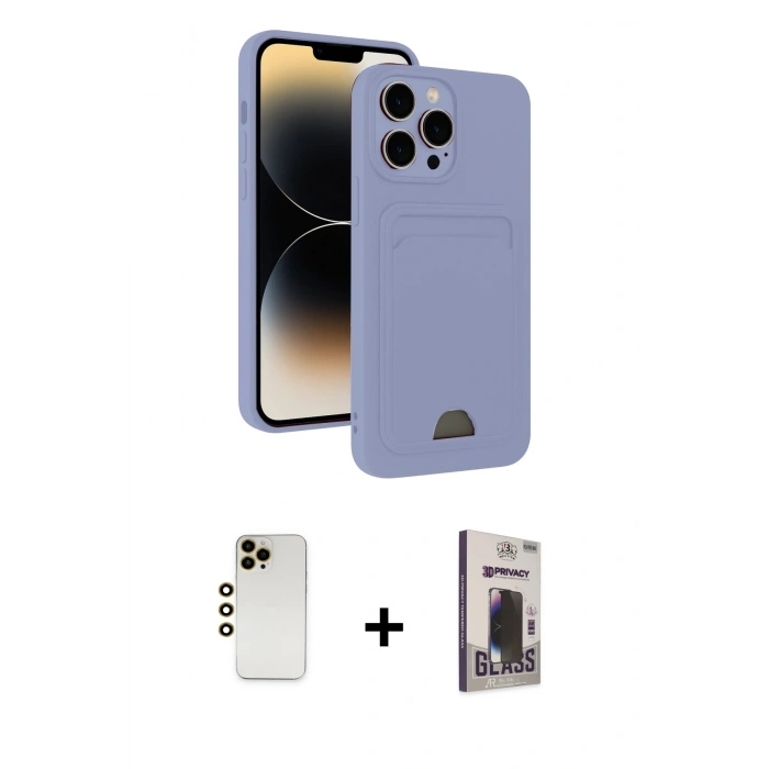 MARSİLYAN™- iPhone 13 Pro Max Kılıf Vadi Çizgi Prime - Siyah Bilvis Hayalet Cam Ekran Koruyucu + Shine Kamera Lens - GD