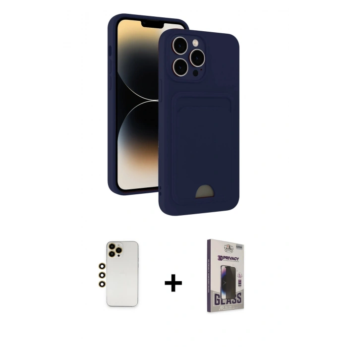 MARSİLYAN™- iPhone 13 Pro Max Kılıf Vadi Çizgi Prime - Siyah Bilvis Hayalet Cam Ekran Koruyucu + Shine Kamera Lens - GD