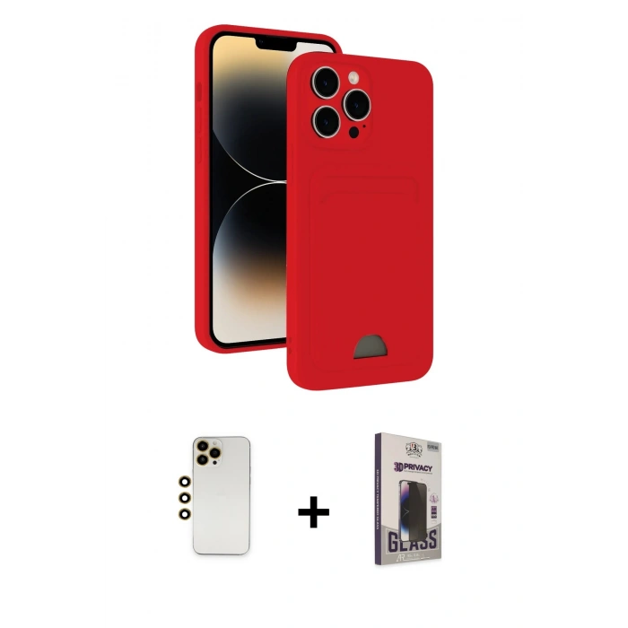 MARSİLYAN™- iPhone 13 Pro Max Kılıf Vadi Çizgi Prime - Siyah Bilvis Hayalet Cam Ekran Koruyucu + Shine Kamera Lens - GD