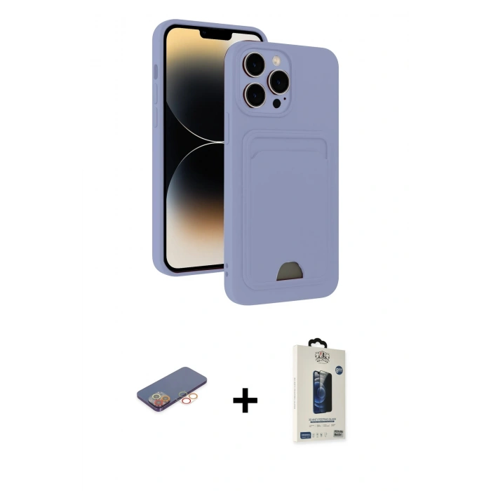 MARSİLYAN™- iPhone 13 Pro Max Kılıf Vadi Çizgi Prime - Siyah Bilvis Hayalet Cam Ekran Koruyucu + Renkli Kamera Lens Koruma Cam - TU