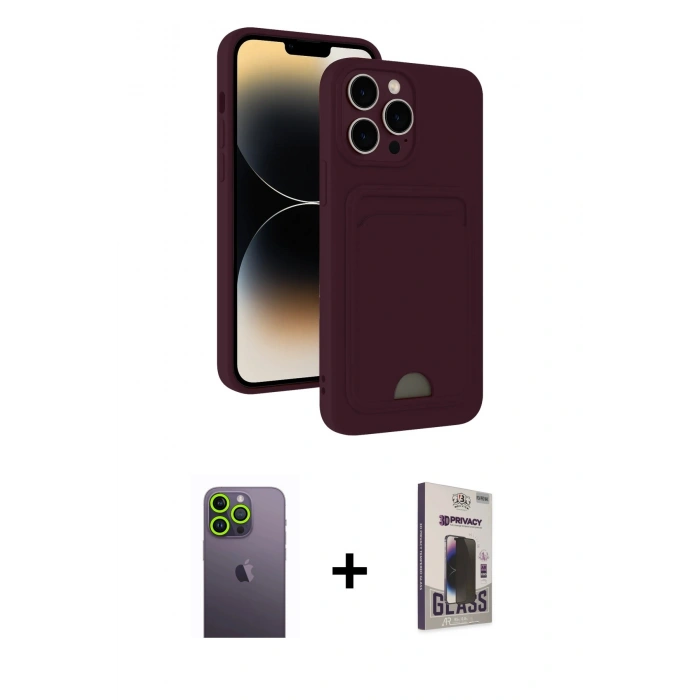 MARSİLYAN™- iPhone 13 Pro Max Kılıf Vadi Çizgi Prime - Siyah Bilvis Hayalet Cam Ekran Koruyucu + Neon Fosforlu Kamera Lens - YL