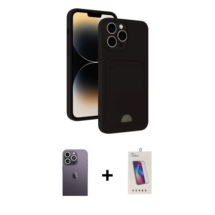 MARSİLYAN™- iPhone 13 Pro Max Kılıf Vadi Çizgi Prime - Siyah Joko 5D Cam + Neon Fosforlu Kamera Lens - BZ