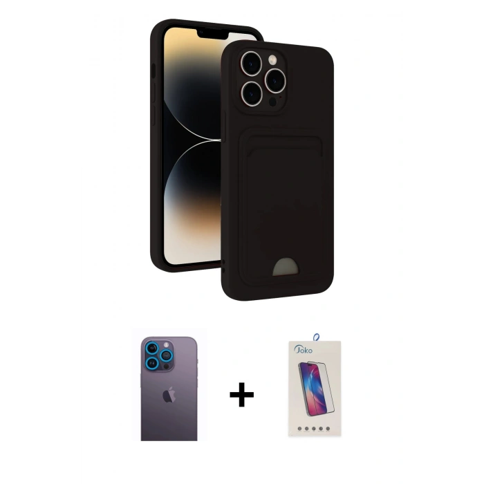 MARSİLYAN™- iPhone 13 Pro Max Kılıf Vadi Çizgi Prime - Siyah Joko 5D Cam + Neon Fosforlu Kamera Lens - MI