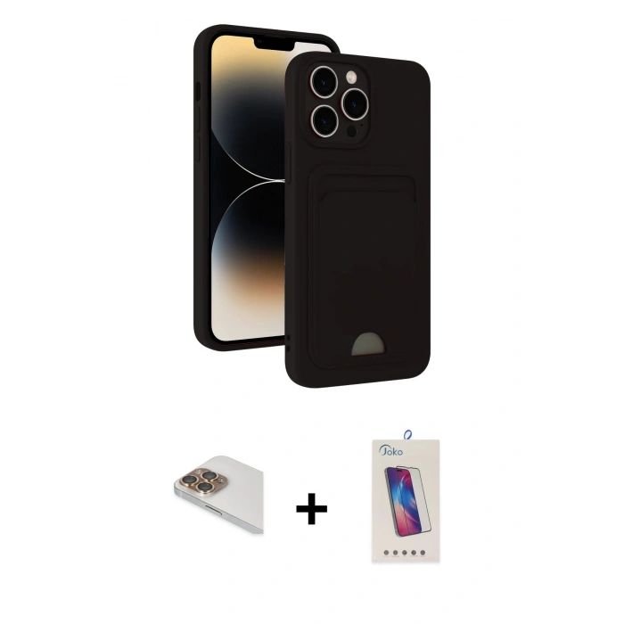 MARSİLYAN™- iPhone 13 Pro Max Kılıf Vadi Çizgi Prime - Siyah Joko 5D Cam + Pers Alüminyum Kamera Lens - GD