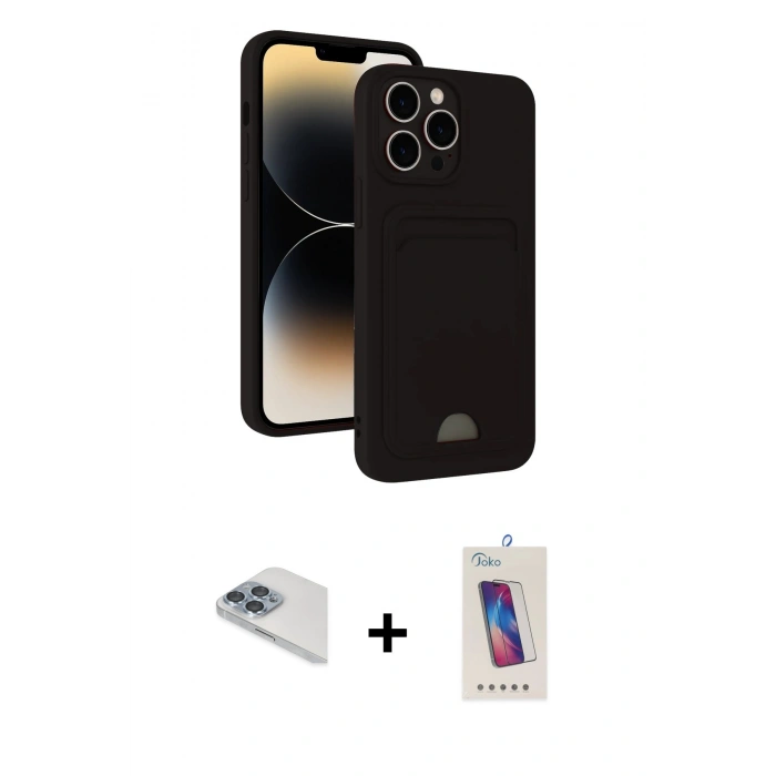 MARSİLYAN™- iPhone 13 Pro Max Kılıf Vadi Çizgi Prime - Siyah Joko 5D Cam + Pers Alüminyum Kamera Lens - SABE