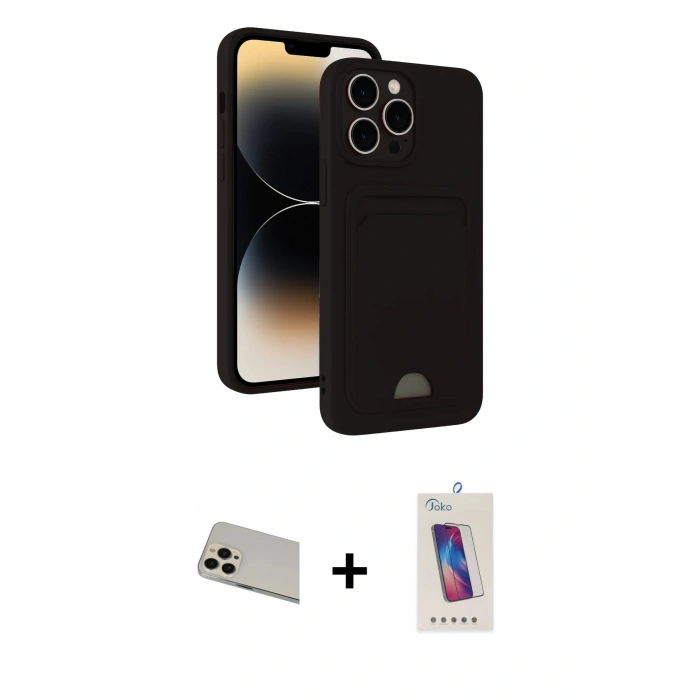 MARSİLYAN™- iPhone 13 Pro Max Kılıf Vadi Çizgi Prime - Siyah Joko 5D Cam + Rainbow Kamera Lens Koruma Cam - REGD