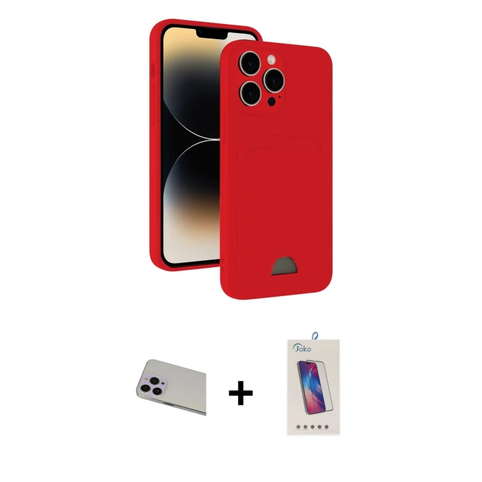 MARSİLYAN™- iPhone 13 Pro Max Kılıf Vadi Çizgi Prime - Siyah Joko 5D Cam + Rainbow Kamera Lens Koruma Cam - MR