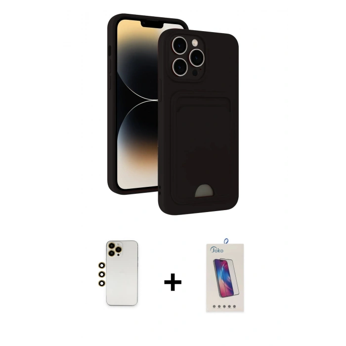 MARSİLYAN™- iPhone 13 Pro Max Kılıf Vadi Çizgi Prime - Siyah Joko 5D Cam + Shine Kamera Lens - GD
