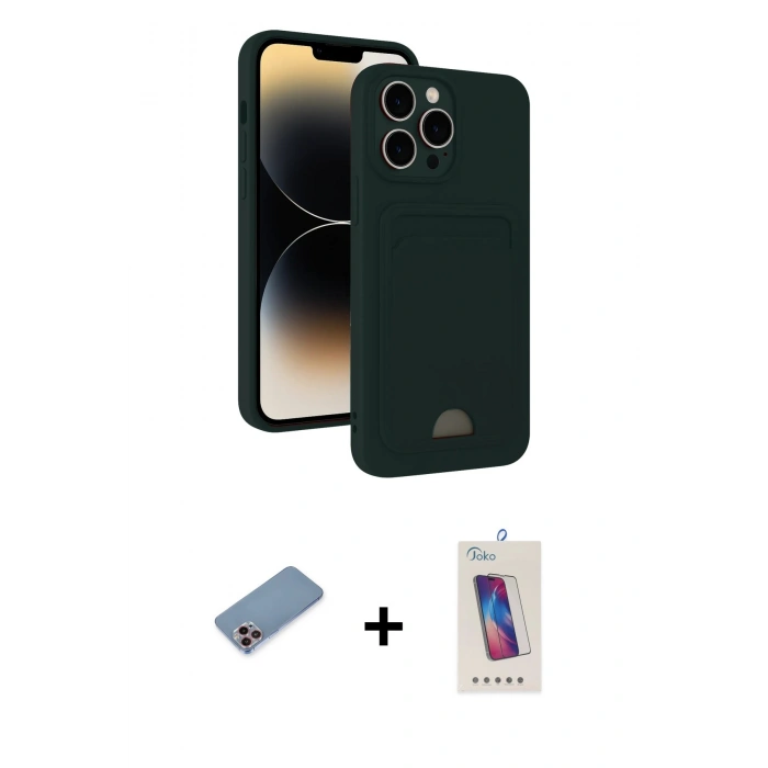 MARSİLYAN™- iPhone 13 Pro Max Kılıf Vadi Çizgi Prime - Siyah Joko 5D Cam + Shine Kamera Lens Koruma Cam - PE