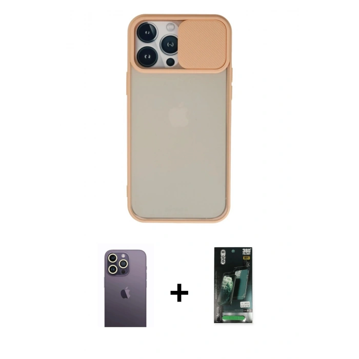MARSİLYAN™- iPhone 13 Pro Max Kılıf Vadi Çizgi - Şeffaf 360 Full Body Arka Koruyucu + Neon Fosforlu Kamera Lens - BZ
