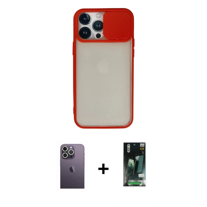 MARSİLYAN™- iPhone 13 Pro Max Kılıf Vadi Çizgi - Şeffaf 360 Full Body Arka Koruyucu + Neon Fosforlu Kamera Lens - BZ