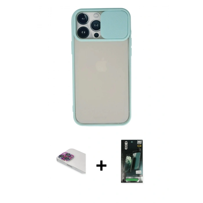 MARSİLYAN™- iPhone 13 Pro Max Kılıf Vadi Çizgi - Şeffaf 360 Full Body Arka Koruyucu + Pers Alüminyum Kamera Lens - GI