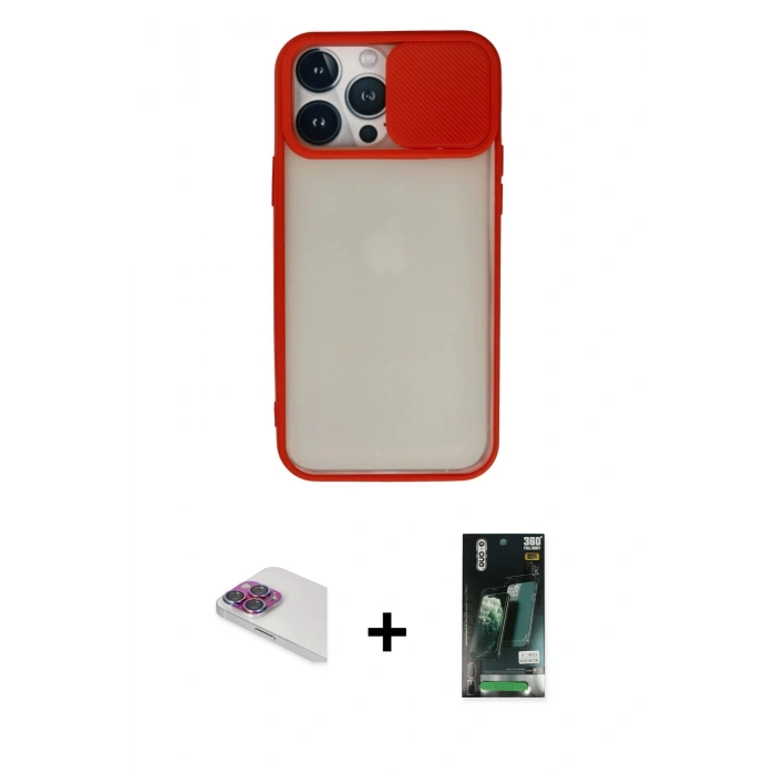 MARSİLYAN™- iPhone 13 Pro Max Kılıf Vadi Çizgi - Şeffaf 360 Full Body Arka Koruyucu + Pers Alüminyum Kamera Lens - GI