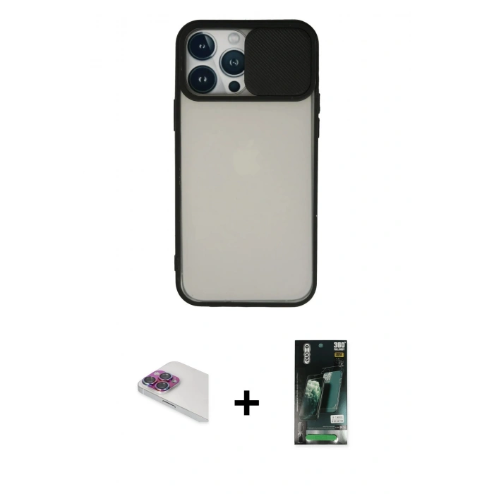 MARSİLYAN™- iPhone 13 Pro Max Kılıf Vadi Çizgi - Şeffaf 360 Full Body Arka Koruyucu + Pers Alüminyum Kamera Lens - GI