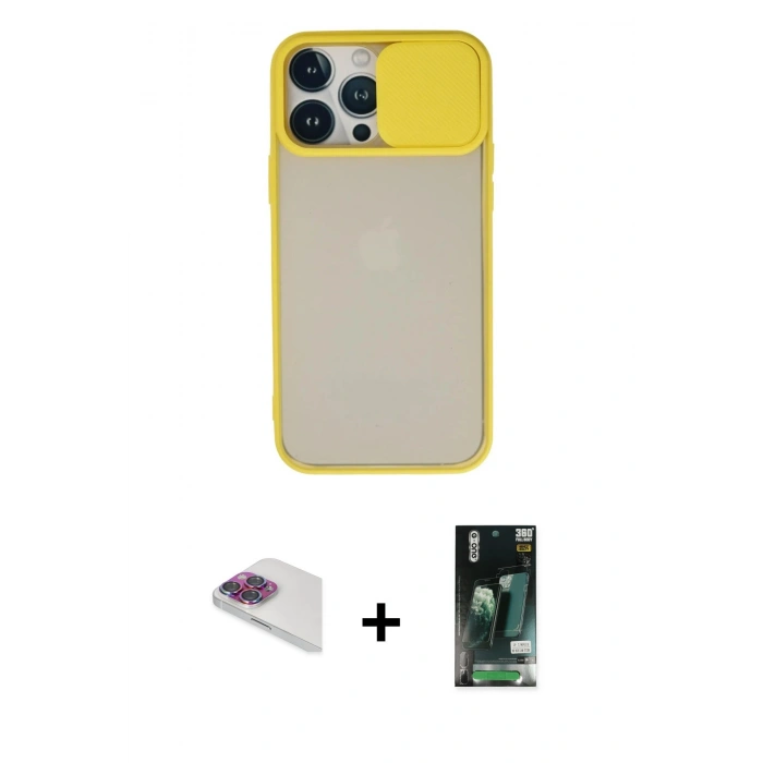 MARSİLYAN™- iPhone 13 Pro Max Kılıf Vadi Çizgi - Şeffaf 360 Full Body Arka Koruyucu + Pers Alüminyum Kamera Lens - GI