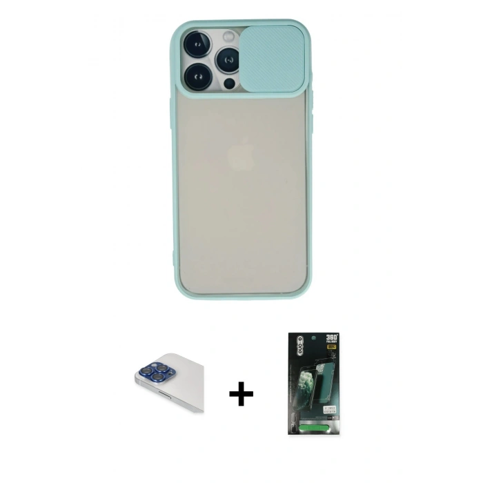 MARSİLYAN™- iPhone 13 Pro Max Kılıf Vadi Çizgi - Şeffaf 360 Full Body Arka Koruyucu + Pers Alüminyum Kamera Lens - LT
