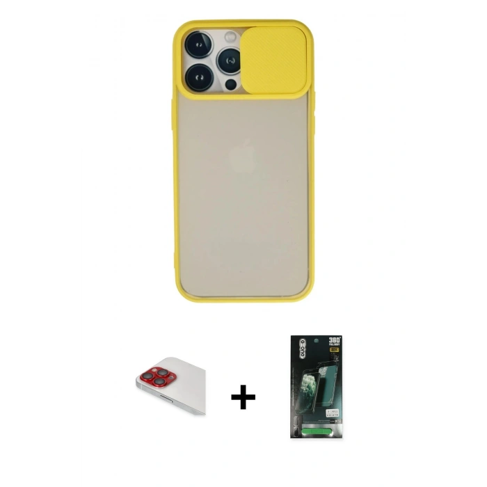 MARSİLYAN™- iPhone 13 Pro Max Kılıf Vadi Çizgi - Şeffaf 360 Full Body Arka Koruyucu + Pers Alüminyum Kamera Lens - KI