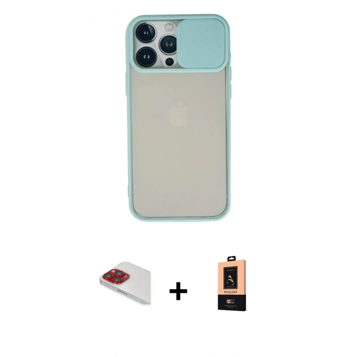 MARSİLYAN™- iPhone 13 Pro Max Kılıf Vadi Çizgi - Şeffaf Maxco Cam Ekran Koruyucu + Pers Alüminyum Kamera Lens - KI