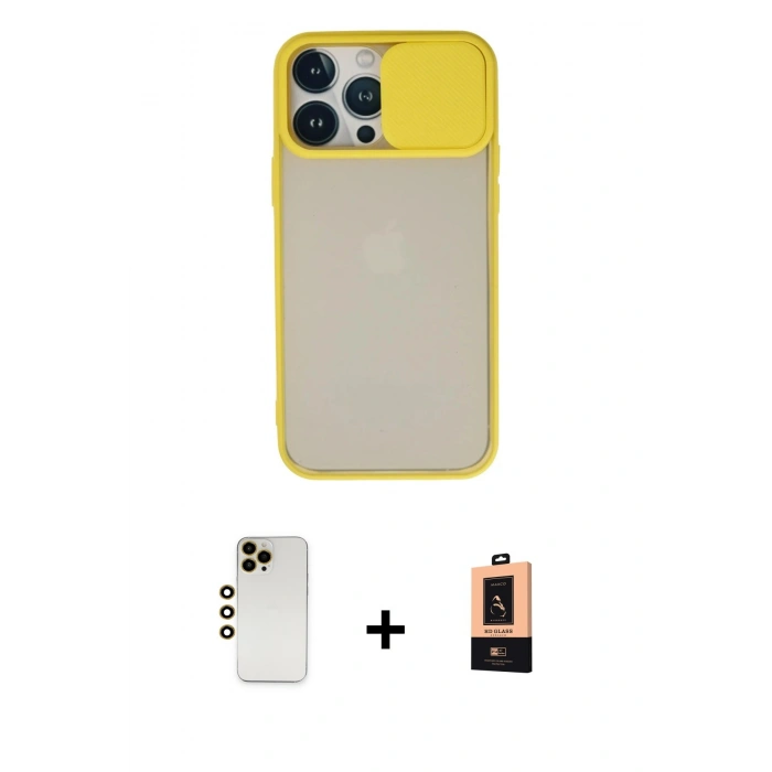 MARSİLYAN™- iPhone 13 Pro Max Kılıf Vadi Çizgi - Şeffaf Maxco Cam Ekran Koruyucu + Shine Kamera Lens - GD